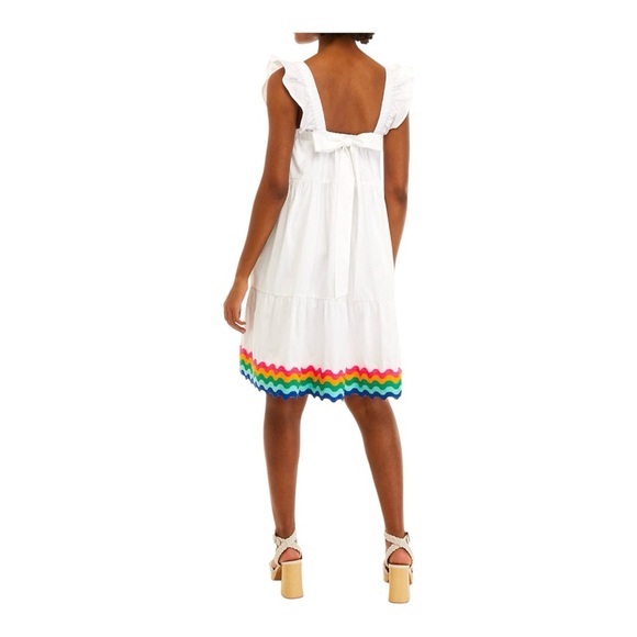 NWT Crown & Ivy White Sleeveless Tiered Swing Dress with Multicolor Hem Size XL - Picture 3 of 9